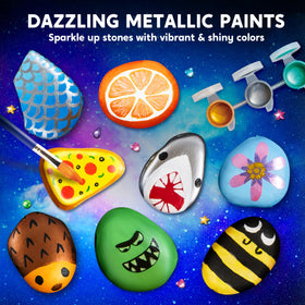 JOYIN rock painting kit includes 32 gems to decorate glowing artwork.