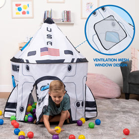 JOYIN rocket ship play tent pack includes a tote for easy carrying.