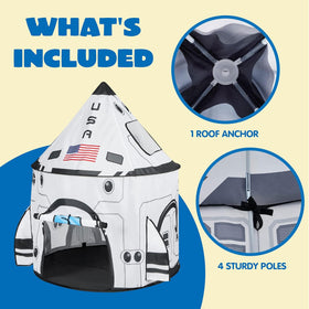 JOYIN rocket ship play tent water-resistant fabric easy to clean.