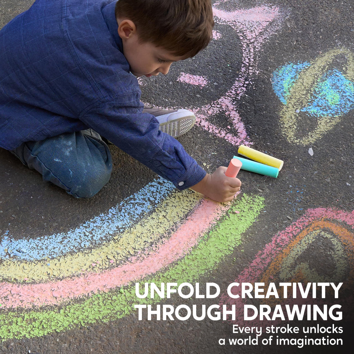 Durable round JOYIN chalk resists breaking and fits small hands for young artists