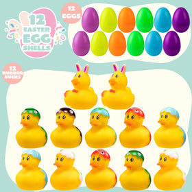 JOYIN rubber duck-filled eggs showcase bunny ducks, perfect as party favors and basket stuffers.