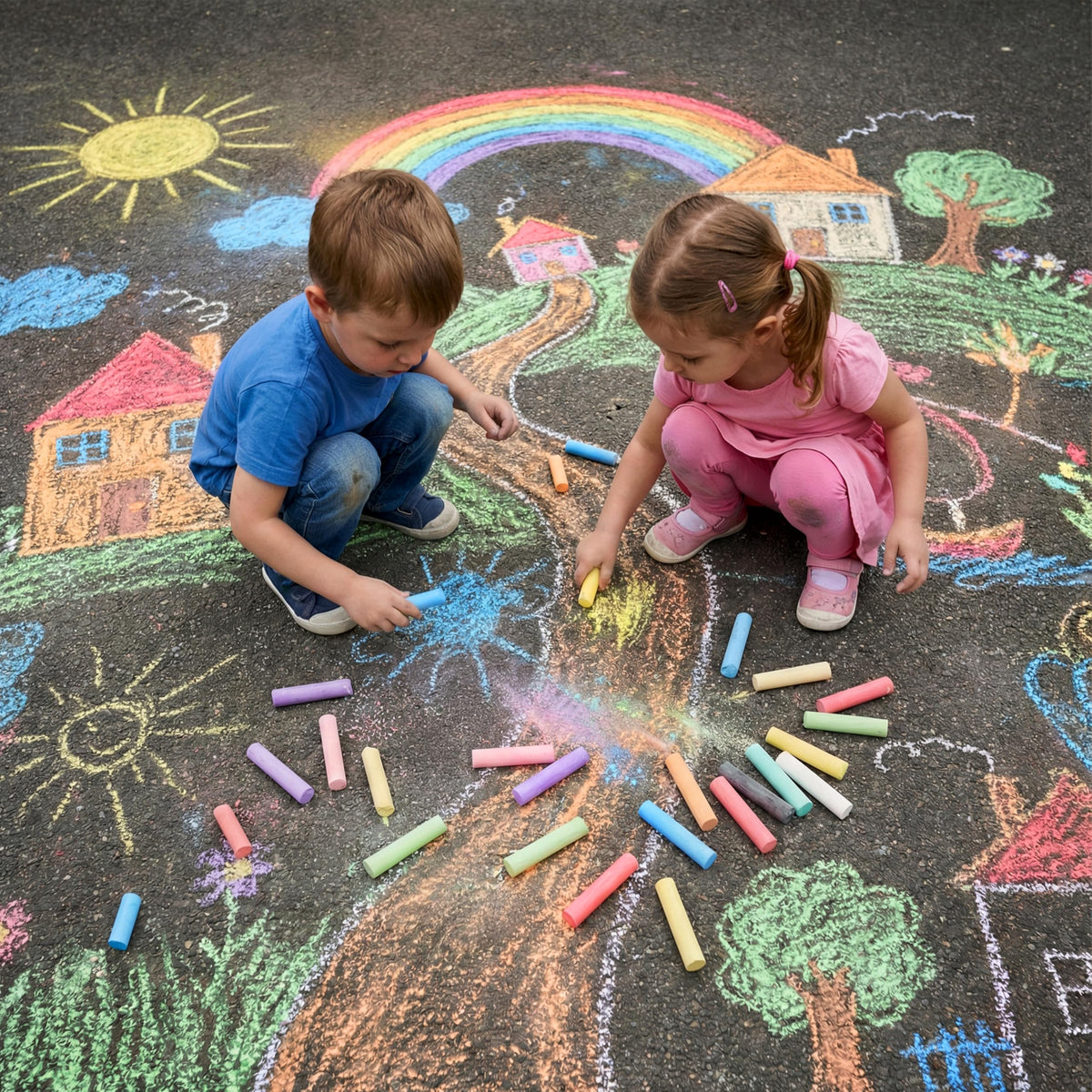 JOYIN kid-friendly chalks promote imaginative outdoor play.