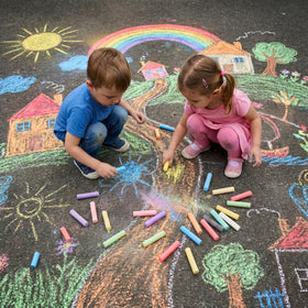 JOYIN kid-friendly chalks promote imaginative outdoor play.