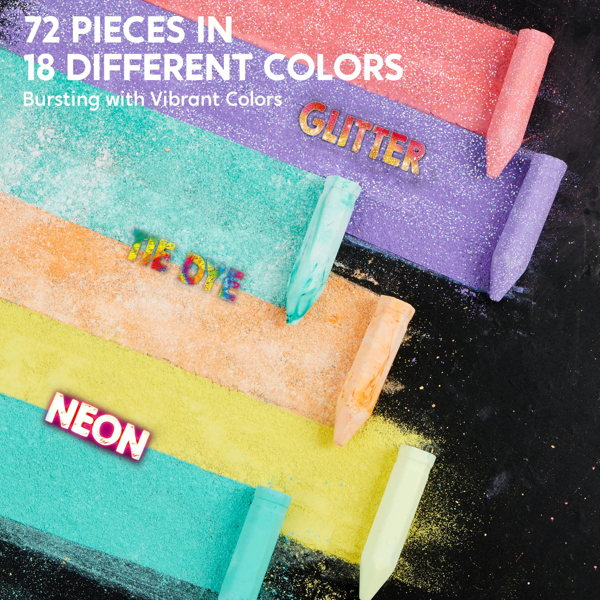 JOYIN sidewalk chalk glitter 72pcs adds sparkle to outdoor drawings
