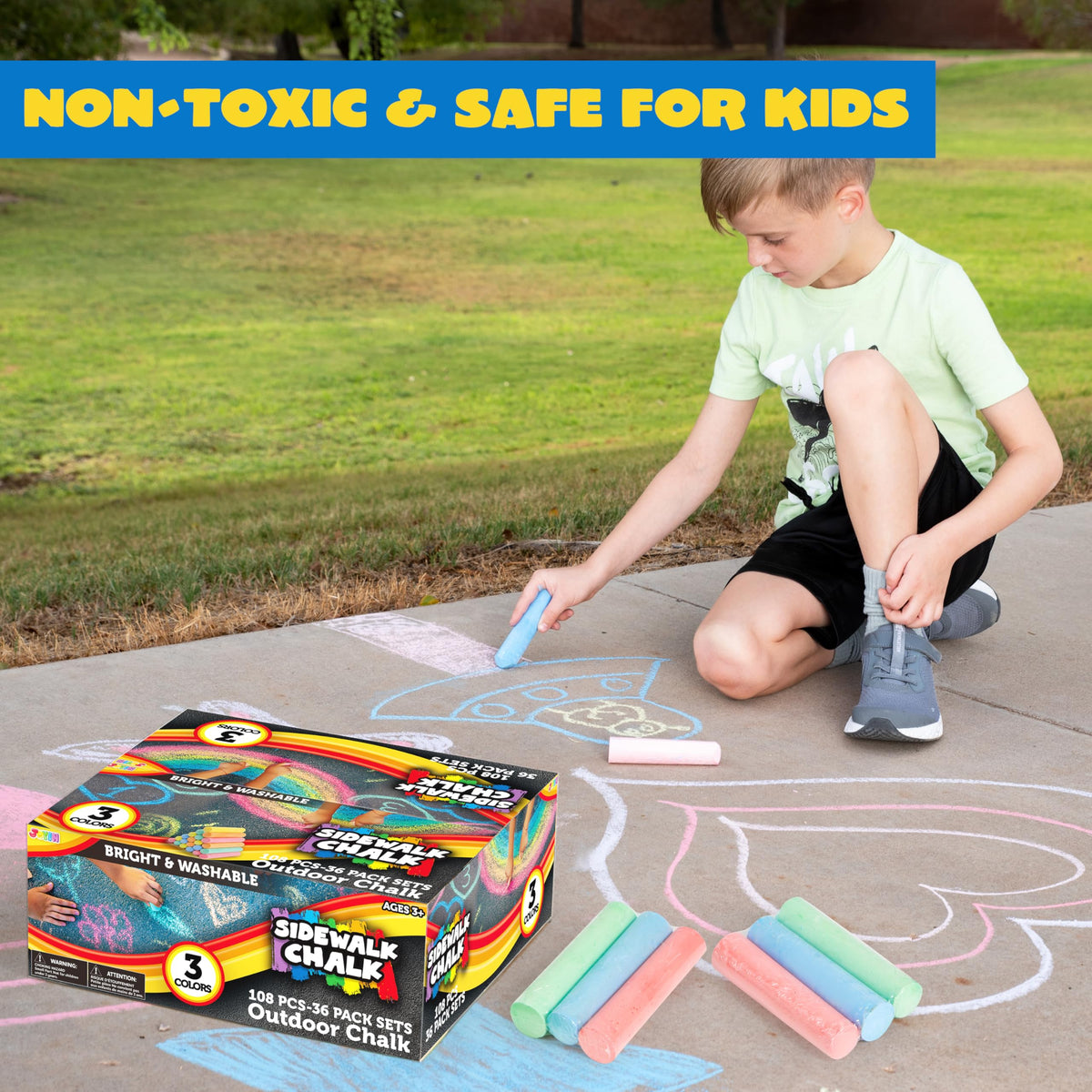 JOYIN sidewalk chalk kids writing practice with bright colors