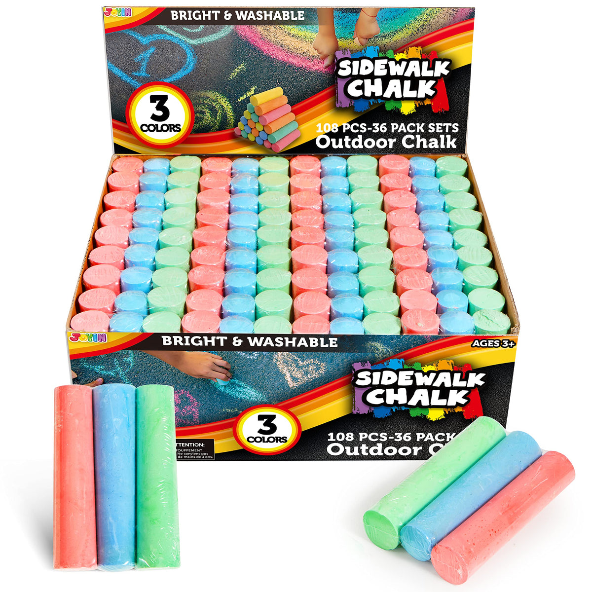 JOYIN sidewalk chalk set 36-pack colors for vibrant outdoor art