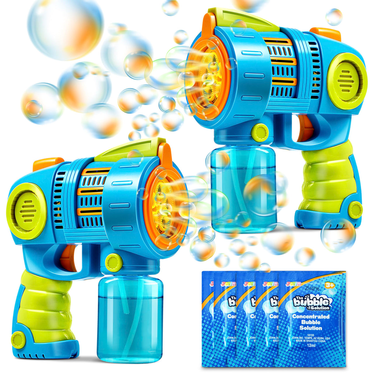 JOYIN Sloosh two-pack bubble guns ready for outdoor play and party fun.