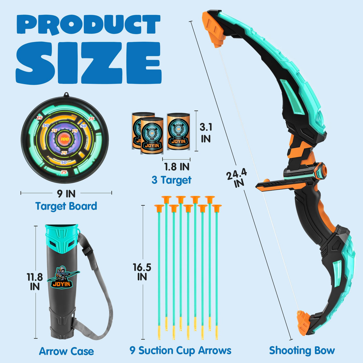 JOYIN soft-handle archery bow offers comfortable grip for young players.
