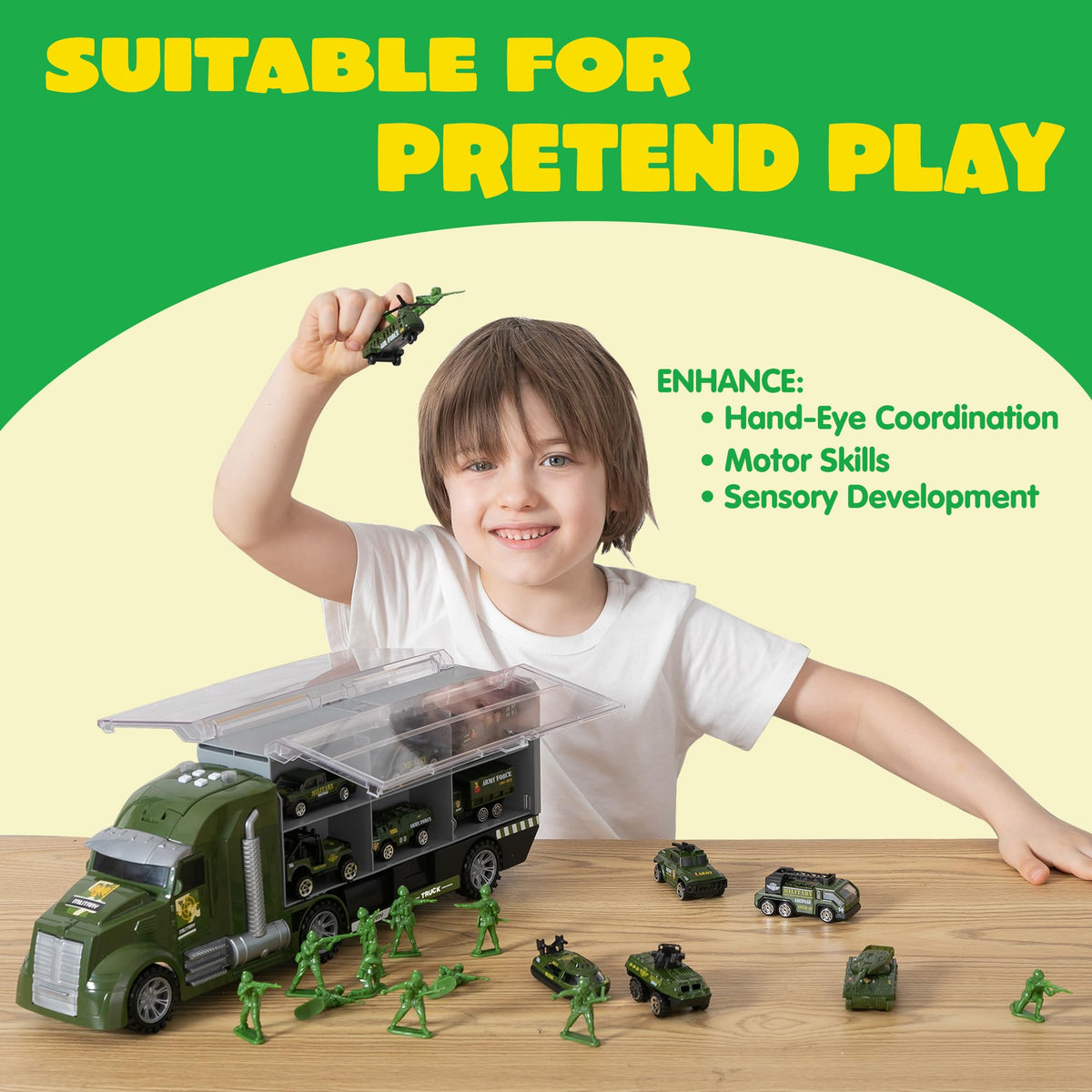 JOYIN soldier figures included to enrich pretend military missions.