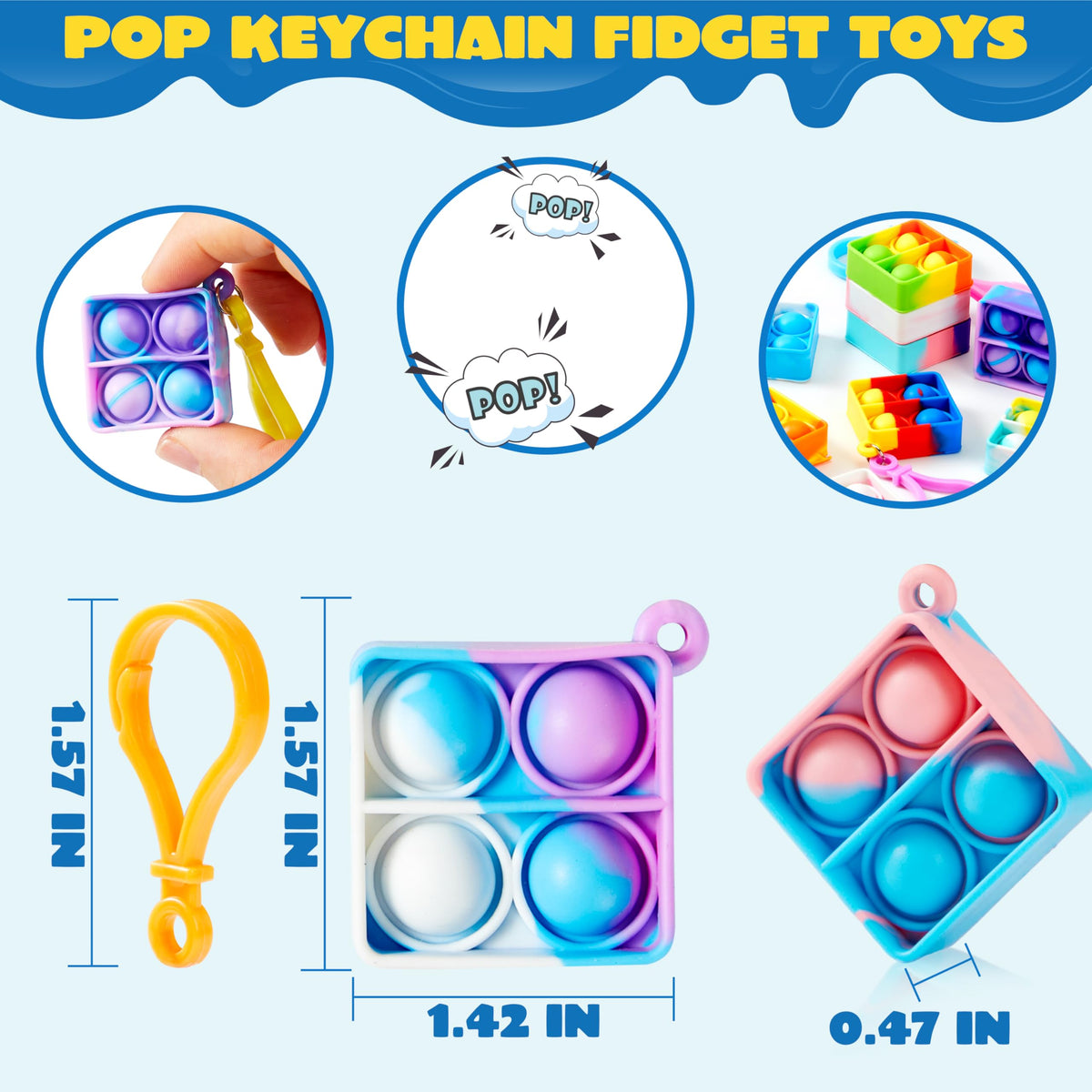 JOYIN Square Pop Keychain with satisfying pop sound for quick calm moments.