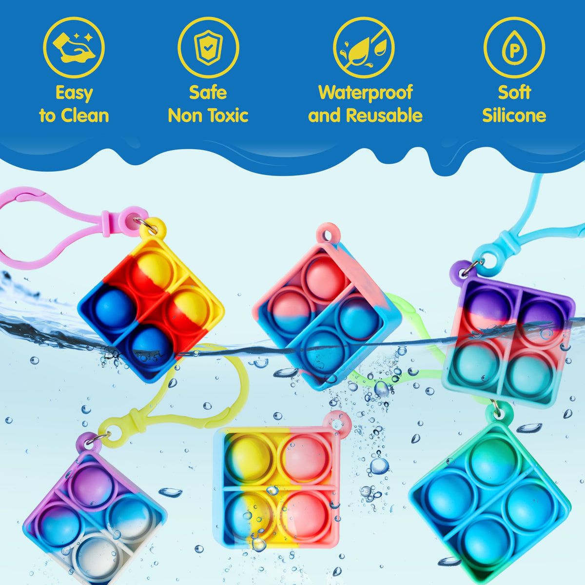 JOYIN Silicone Square Pop Keychain with soft texture for focused play.