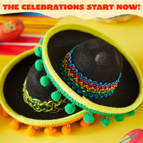 JOYIN straw sombrero headband with white headband and beige sombrero.