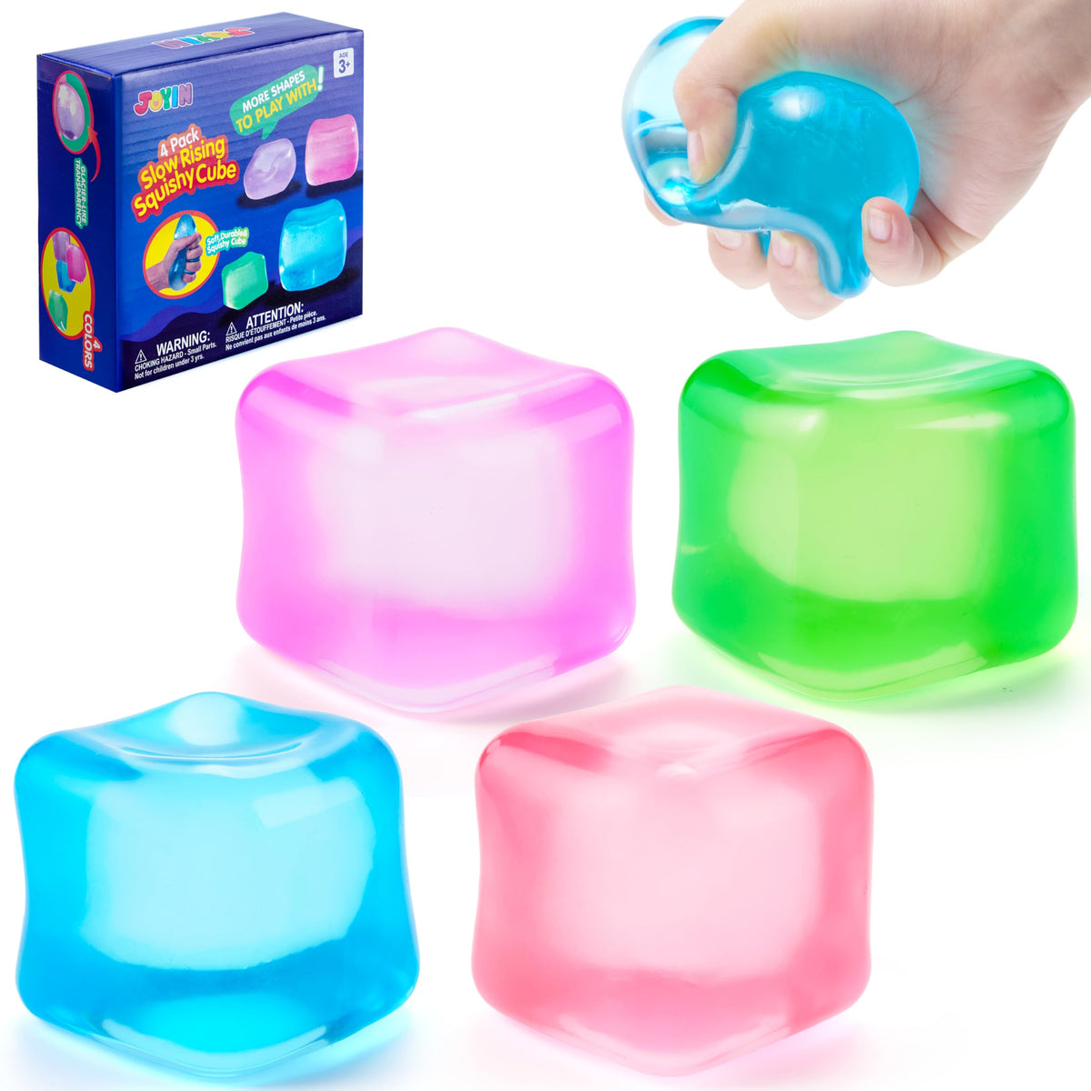 JOYIN stress cube 4pack 2inch, portable fidget toy for quick focus during tasks.