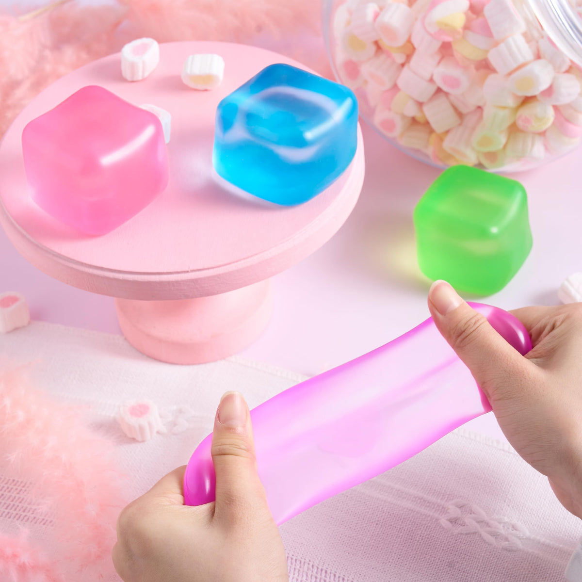 JOYIN stress cube durable material, long lasting 2inch squishy cubes stay in shape.