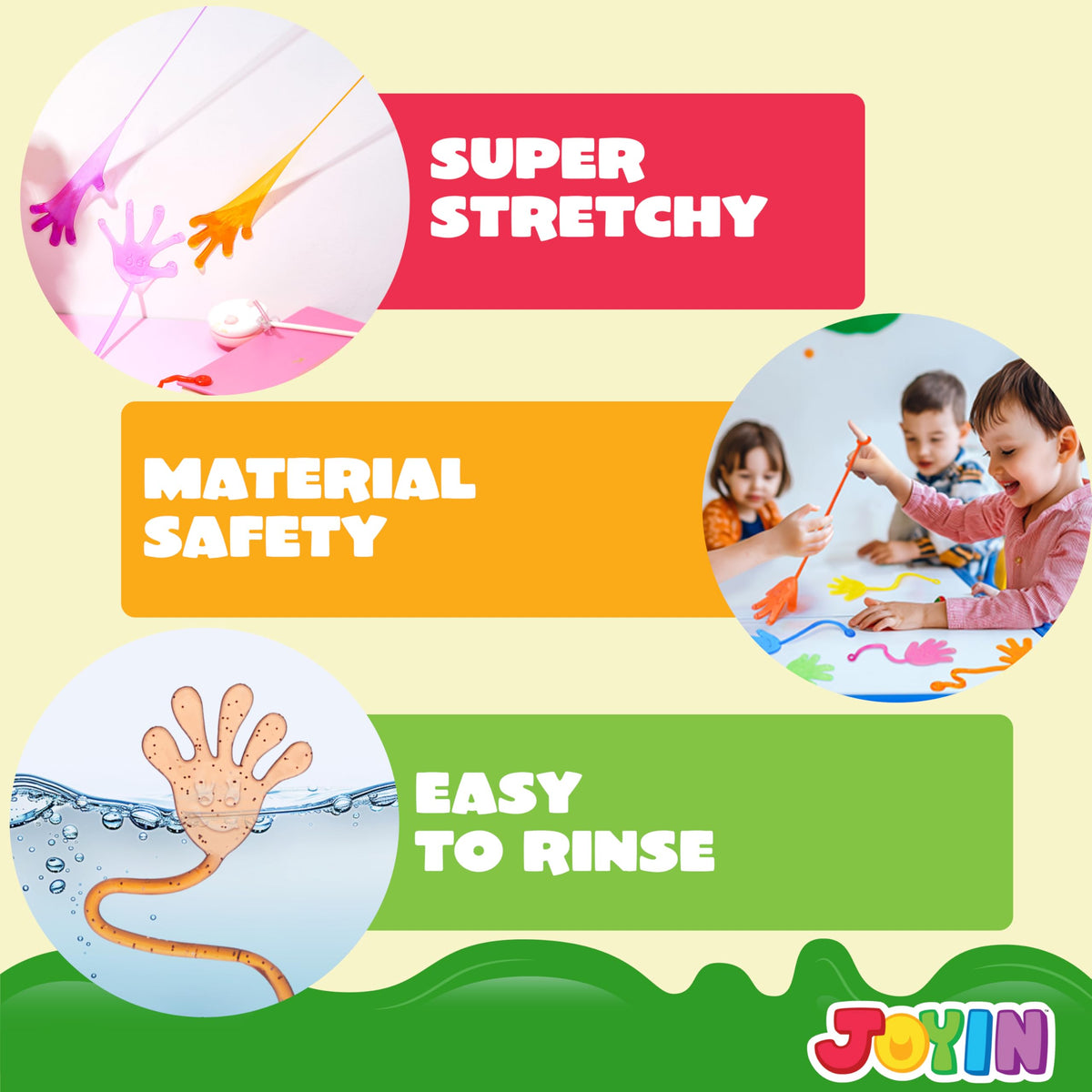 JOYIN stretchy sticky hands provide hours of play.
