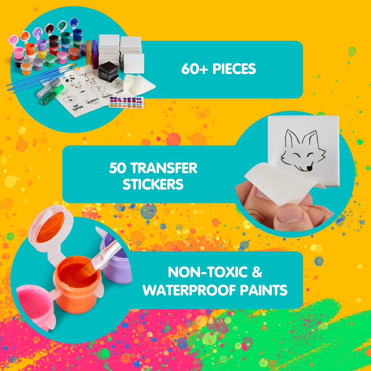 JOYIN tile art kit with brushes enables easy family art projects.