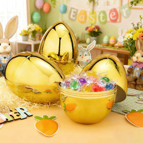 Eye-catching JOYIN eggs used as photo backdrop for treasure hunts