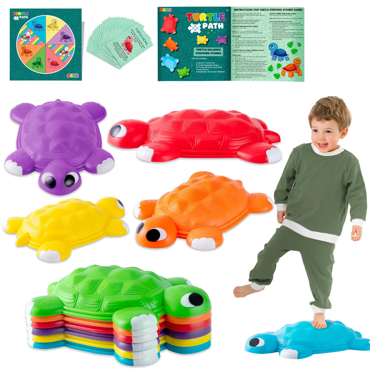 JOYIN Turtle Balance Stones six-pack top view encourages balance and coordination.