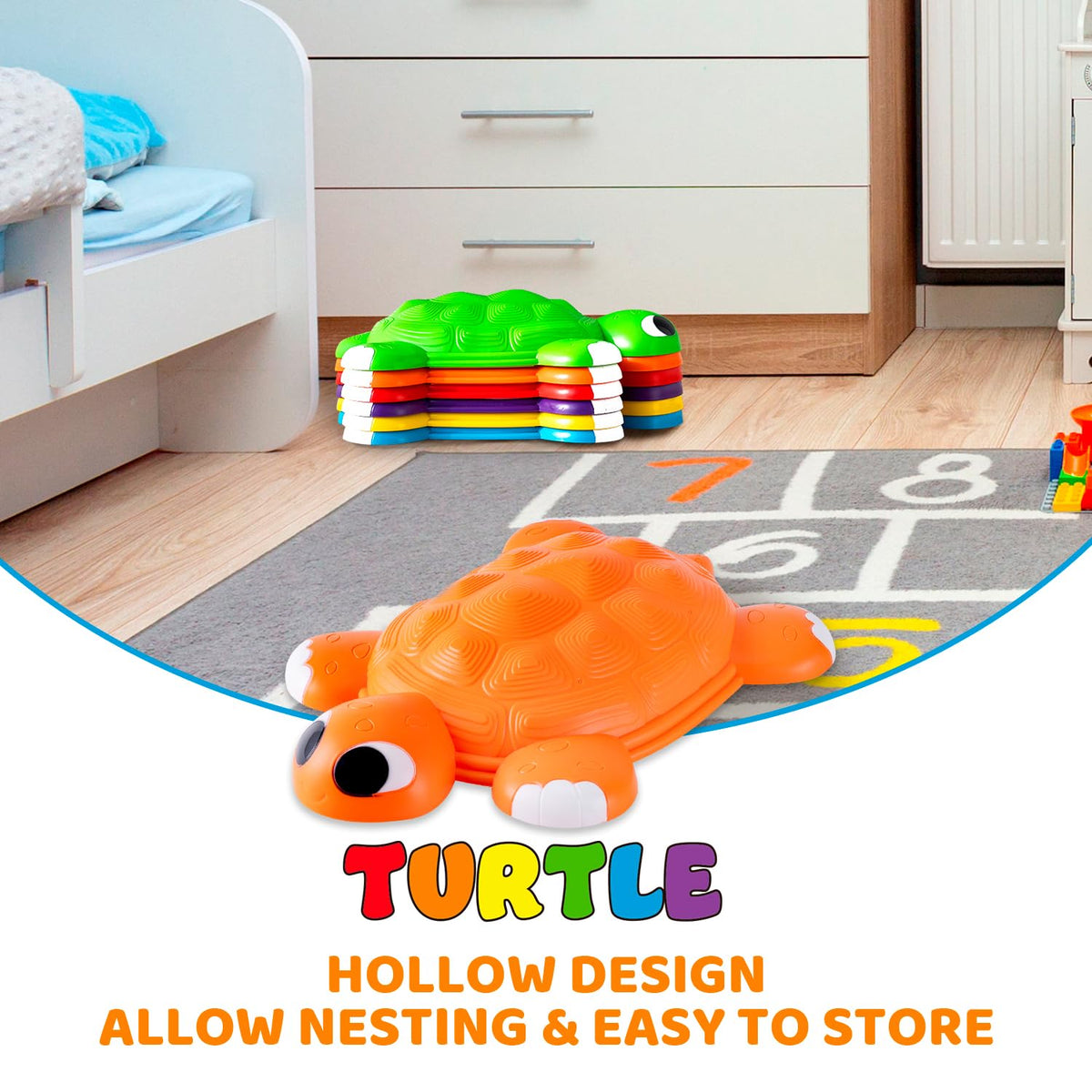 JOYIN Turtle Balance Stones indoors or outdoors for versatile play setups.