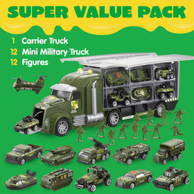 JOYIN twelve mini military trucks package designed for busy hands and imagination.