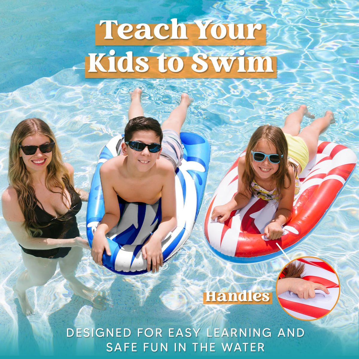 JOYIN two-pack inflatable body boards displayed for pool fun and family use.