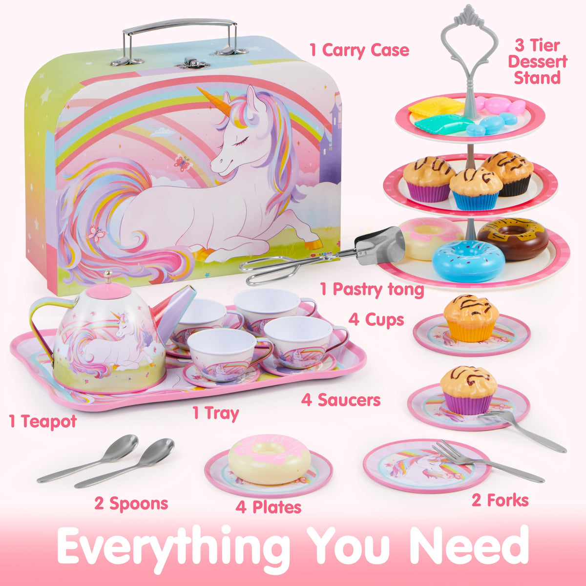 JOYIN unicorn medium plates arranged for kid friendly serving during playtime