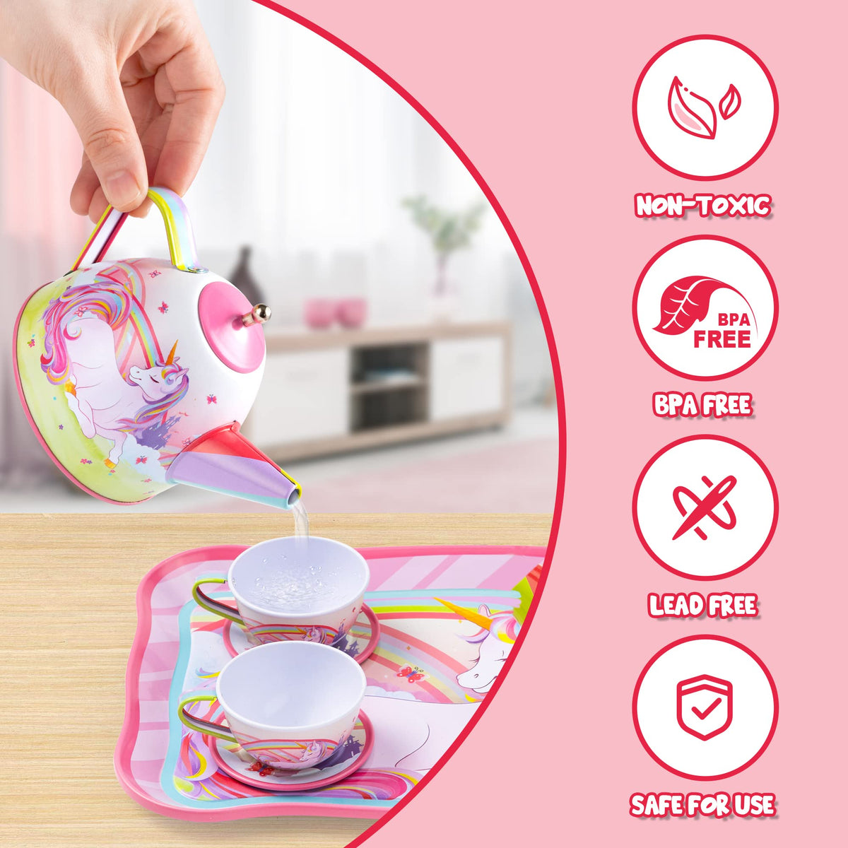 JOYIN Unicorn Tea Set medium plates for communal snack time and creativity