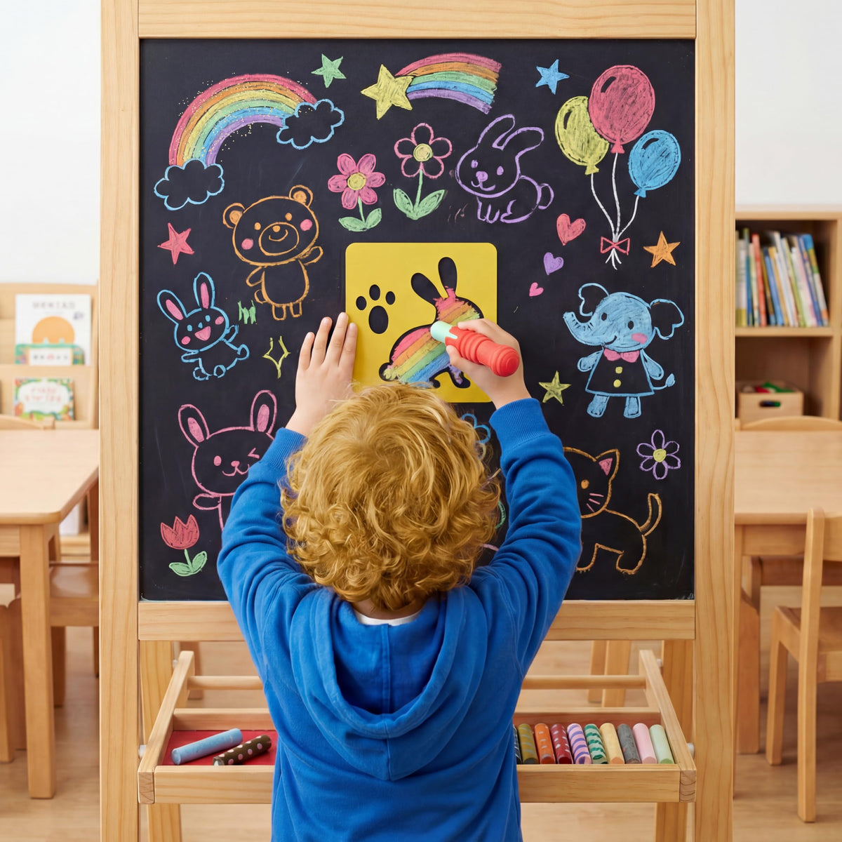 JOYIN washable chalk cleans up easily from most surfaces after play
