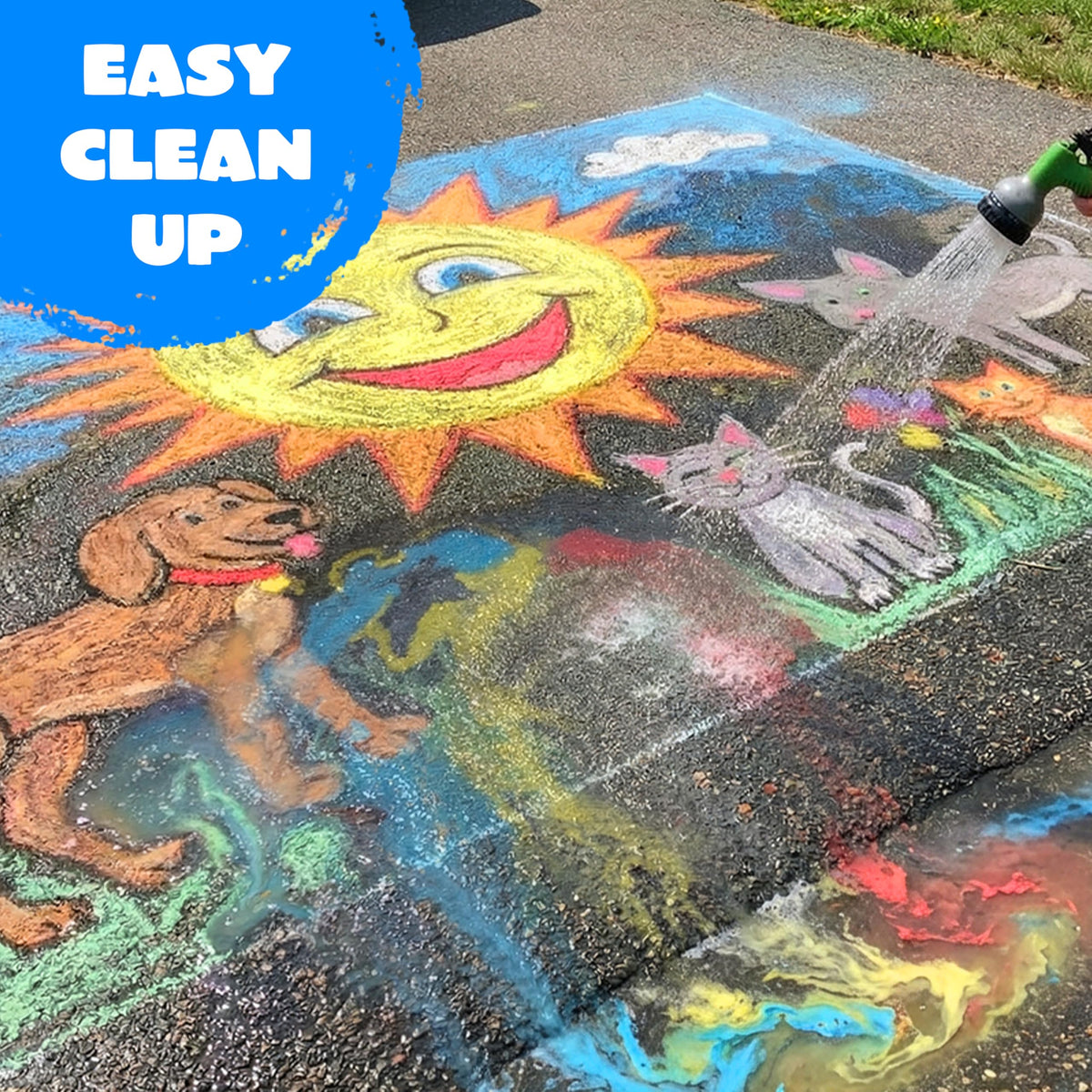 JOYIN washable chalks easily clean from driveways and chalkboards.