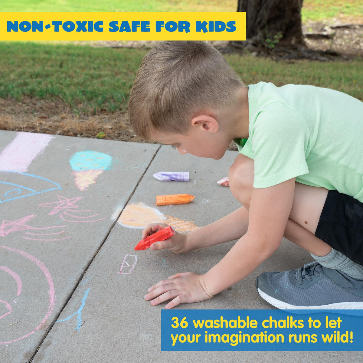 JOYIN washable sidewalk chalk pack for easy cleanup after play