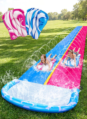 JOYIN water slide 22-5ft blue-pink design for backyard family fun and splash play