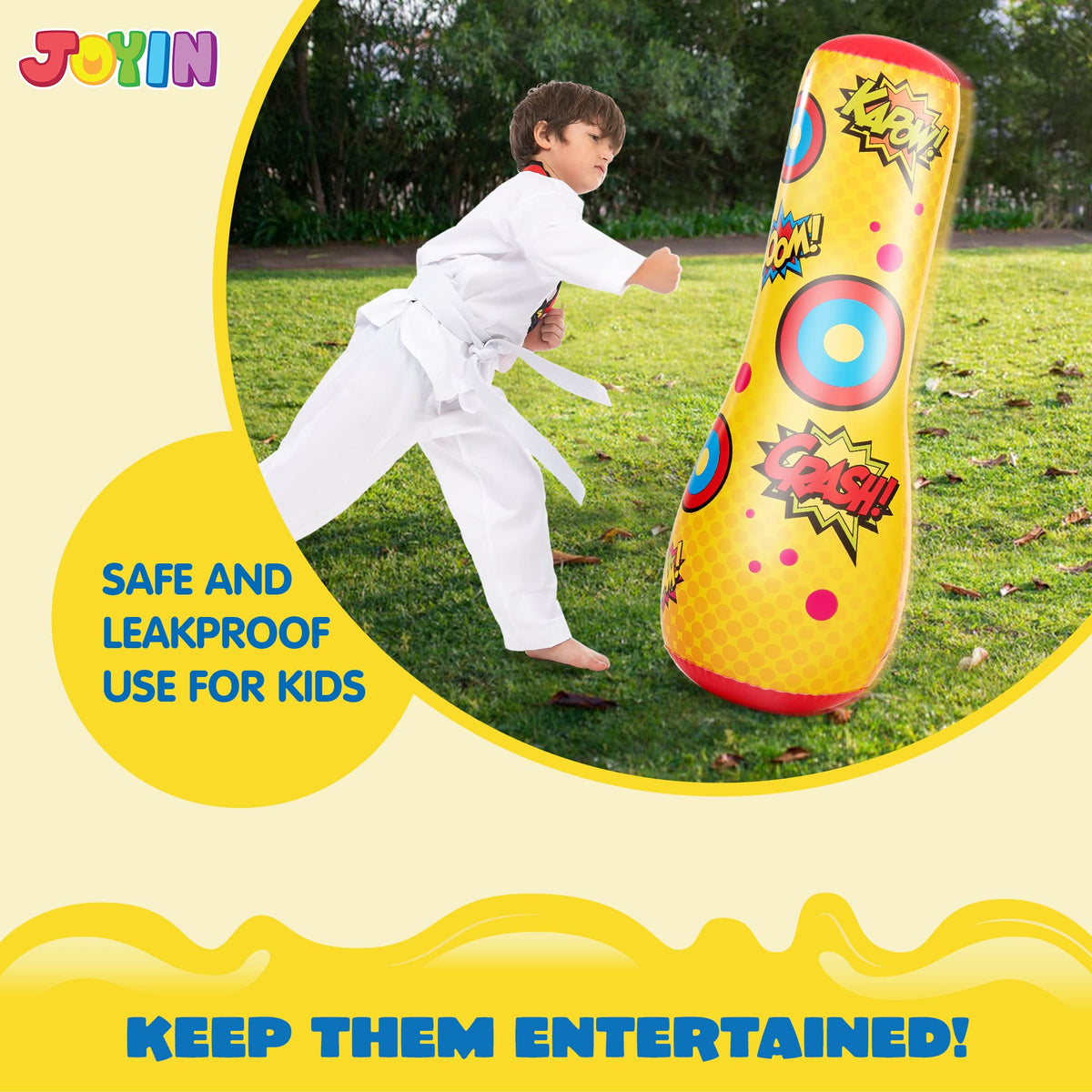 JOYIN water-stabilized base keeps the bopper steady during kicks and punches.