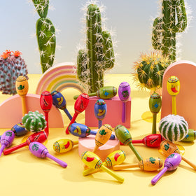 JOYIN wooden maracas with holiday colors for festive carnival vibes.