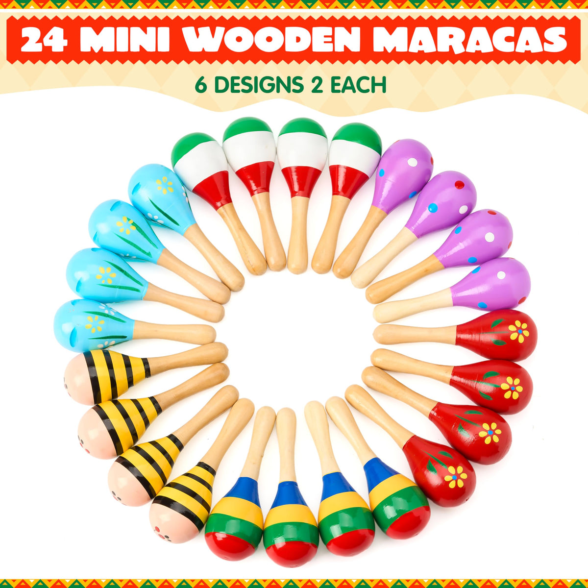 JOYIN wooden rattle for babies and kids promotes interactive play and rhythm