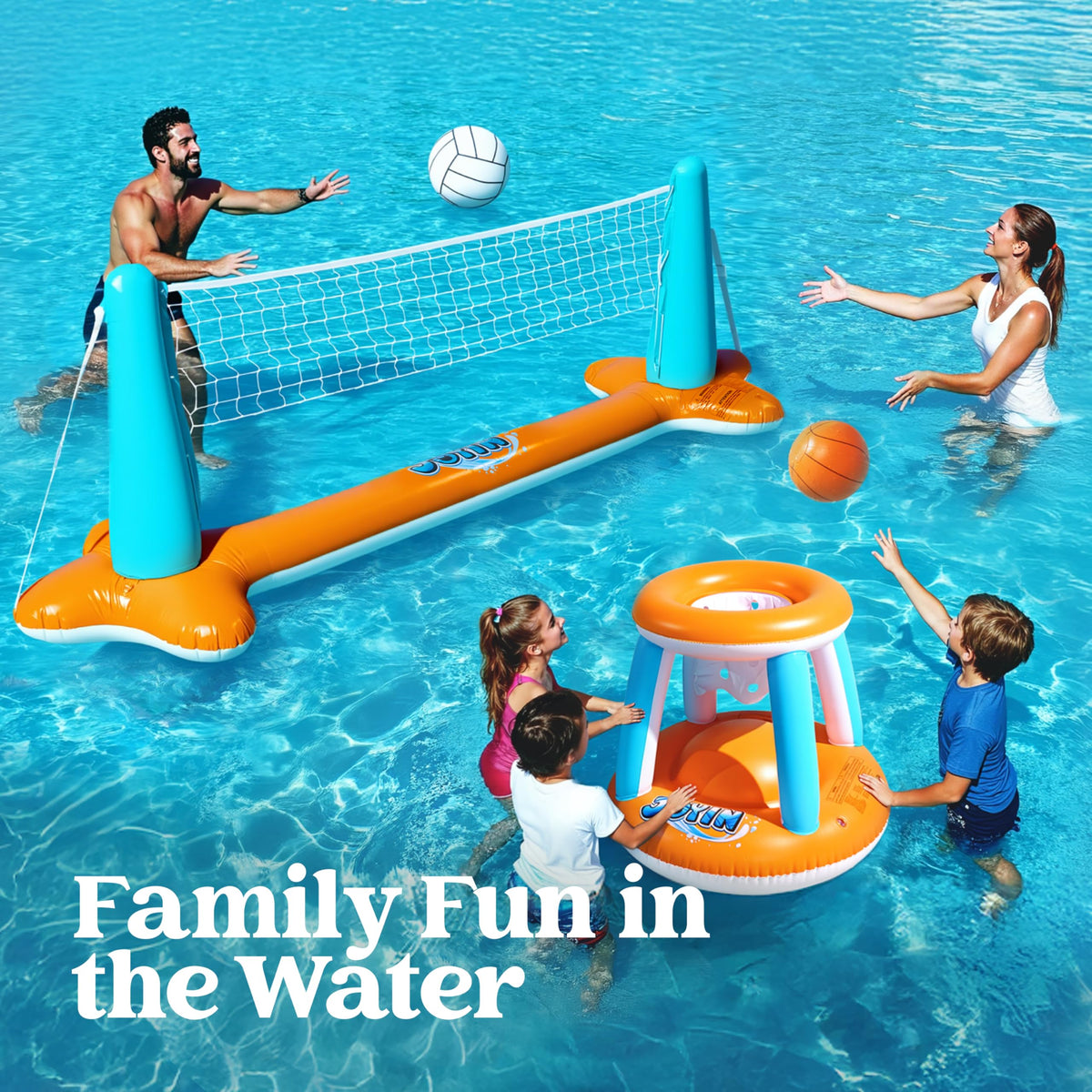 JOYIN XL inflatable basketball hoop 27 by 35 inches for family fun.