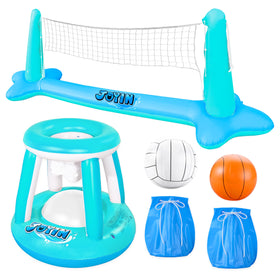 JOYIN XL inflatable basketball net setup for stable, family-friendly pool play.