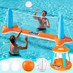 JOYIN XL inflatable volleyball net in 125 by 38 inches for expansive pool games.