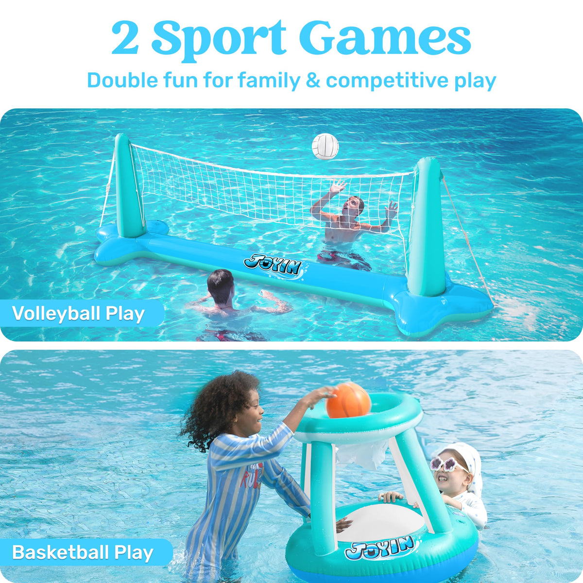 JOYIN XL inflatable volleyball net 125-inch by 38-inch for expansive water court.