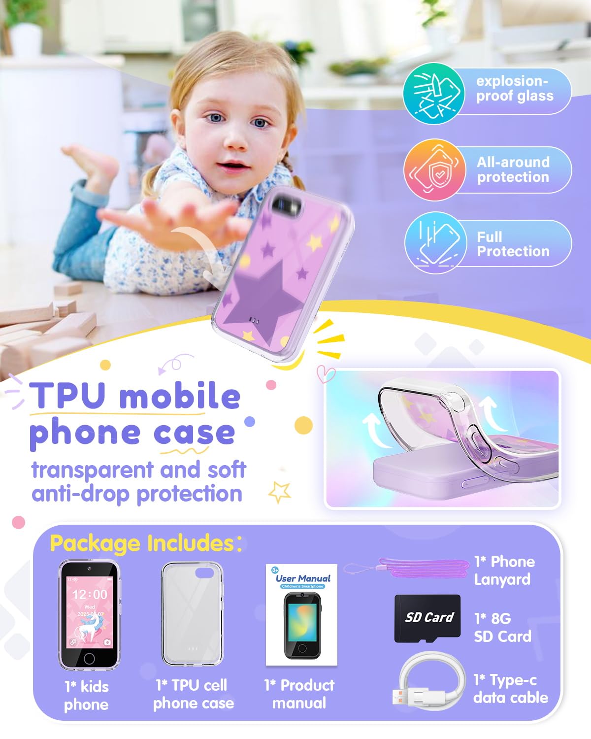 Joyjam kids phone in a shock-proof protective case for durability