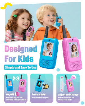 Joyjam video walkie talkies kids playing indoors—simple buttons for small hands