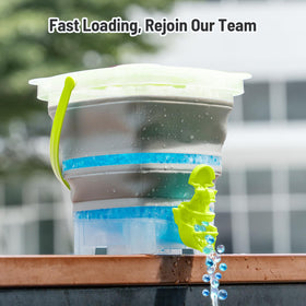 Joykey Gel Splatter Bucket water loading step facilitates setup.