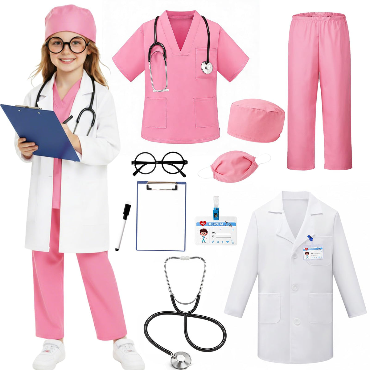 JOYLOKY doctor costume set nurse cap for imaginative role play and care scenarios