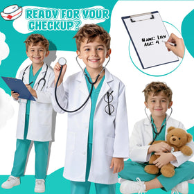 JOYLOKY kid lab coat pockets open for easy storage during playtime.