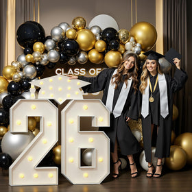 JoyMuse 3ft graduation numbers 2026 with yellow lights for a vibrant backdrop