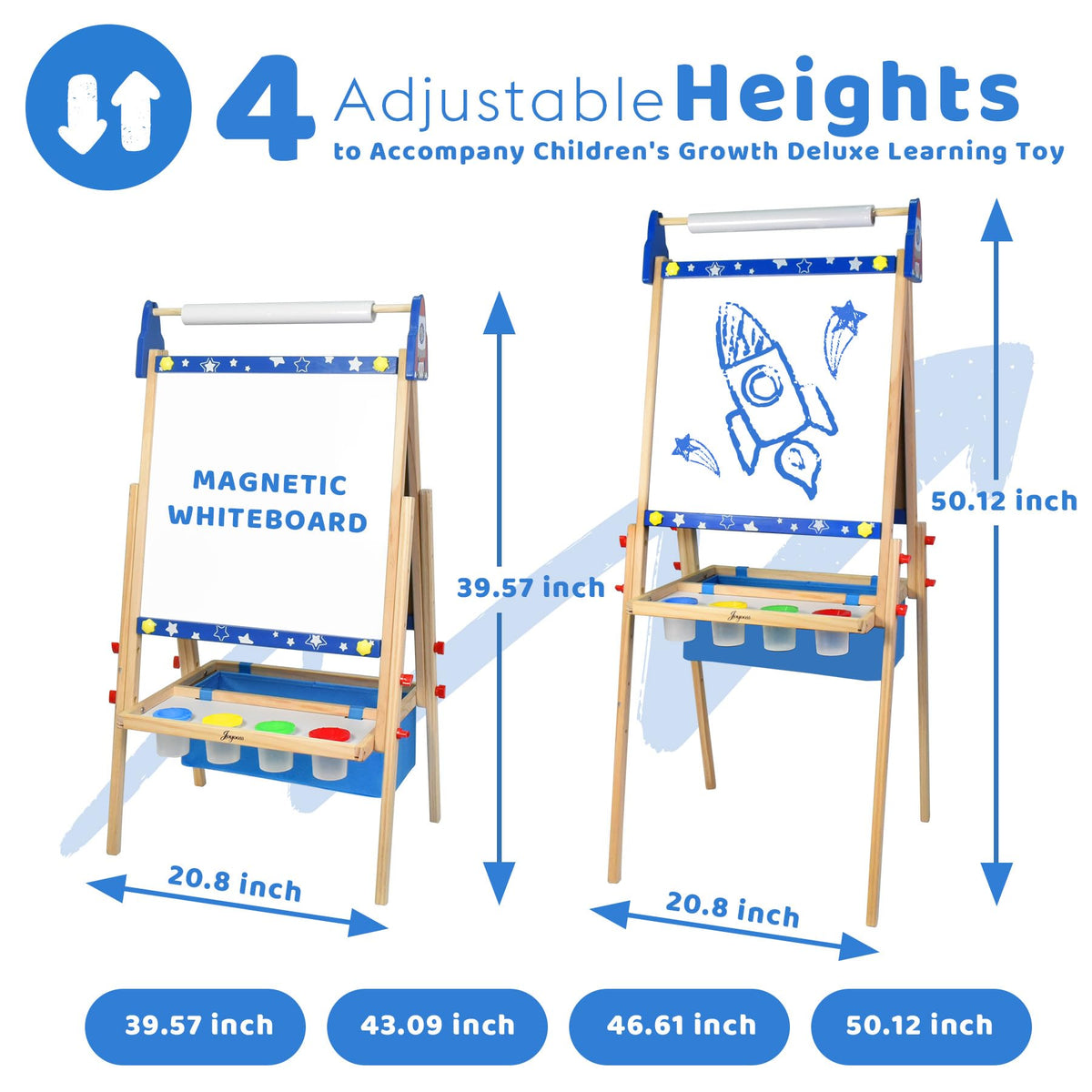 Joyooss adjustable easel showing multiple height options for growing artists