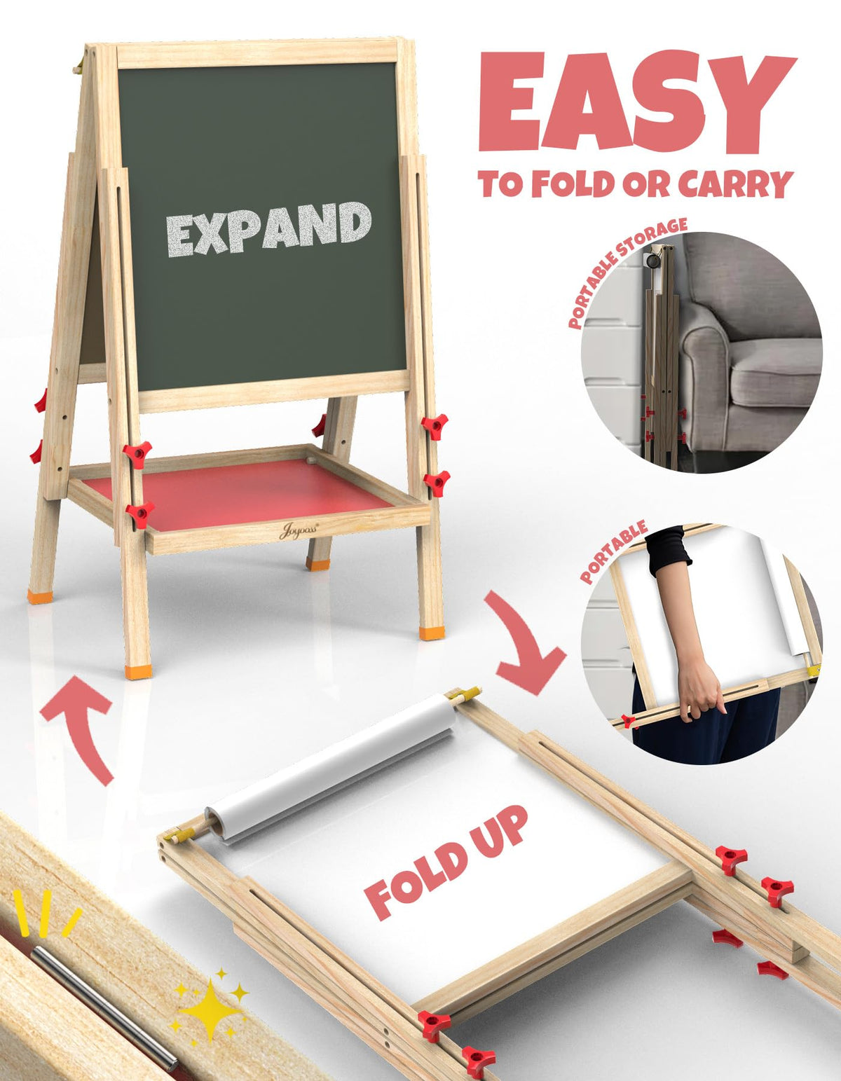 Includes paper, chalk, markers, eraser, and magnets for JOYOOSS easel