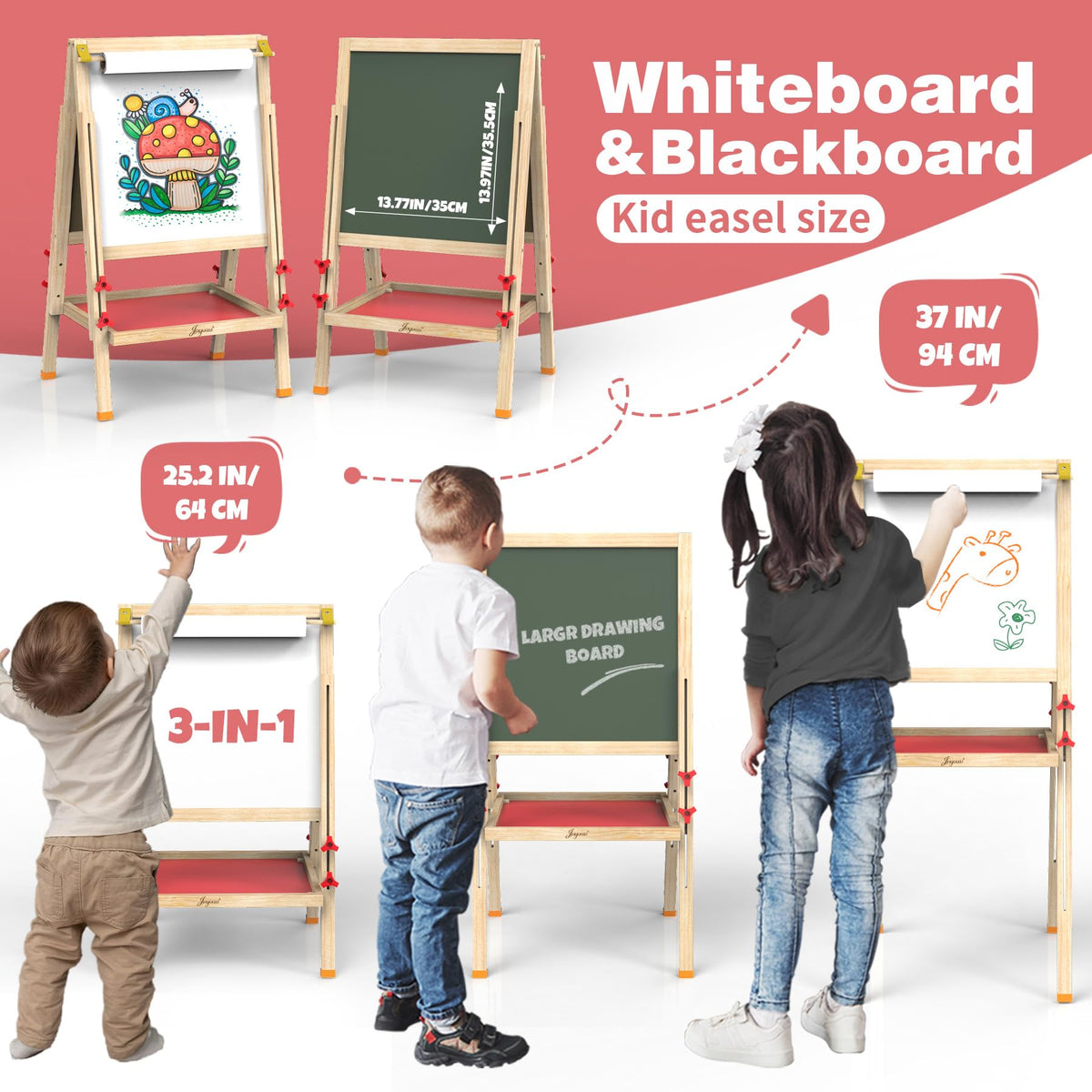 JOYOOSS easel height adjust to grow with child for easy use