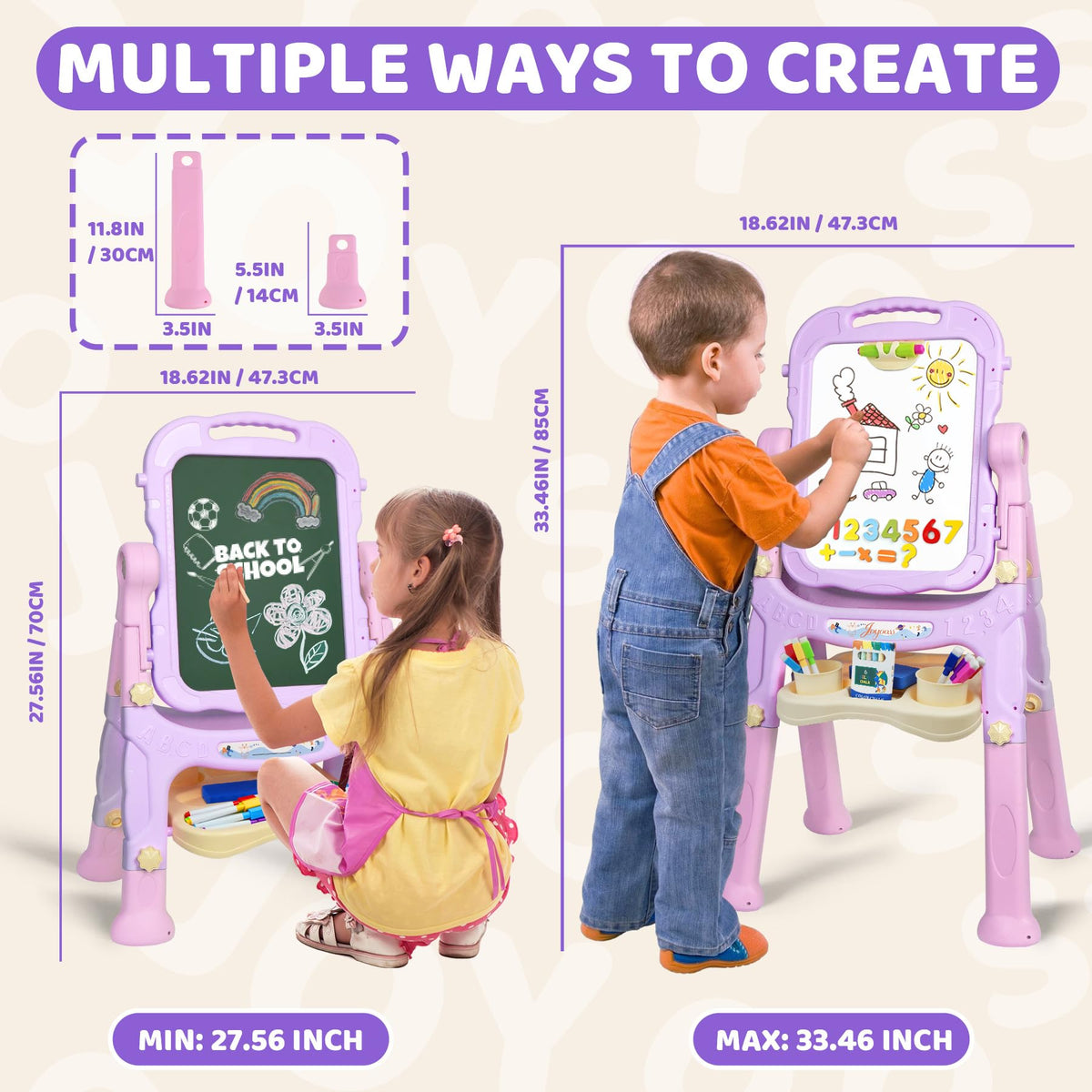 Joyooss Art Easel height adjustable from 27.56 to 33.46 inches supports growing artists