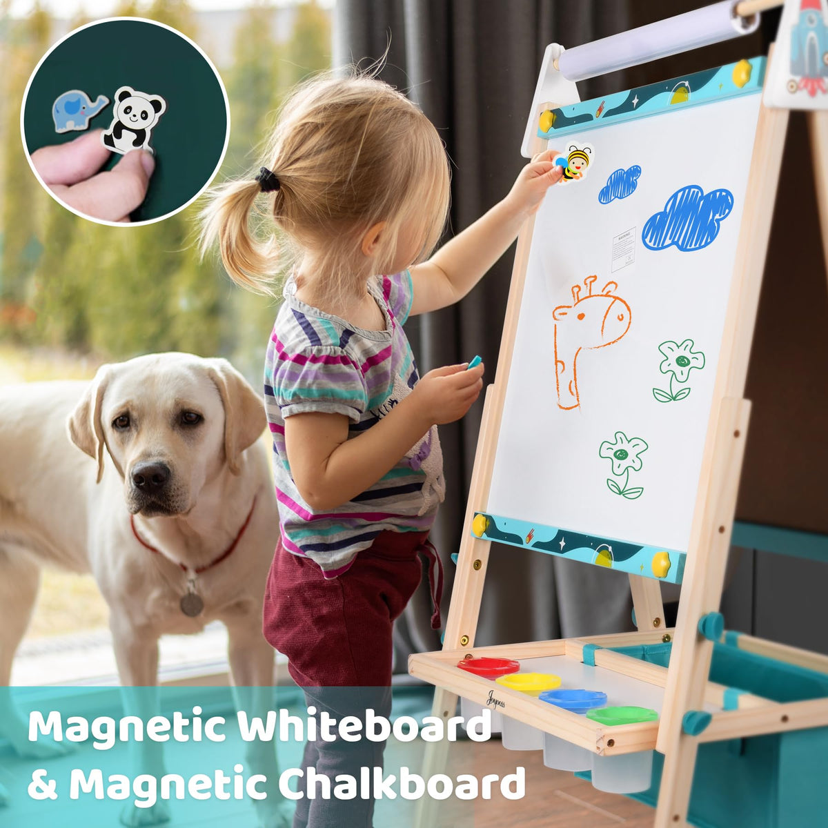 Joyooss height-adjustable easel grows with children for comfortable sessions