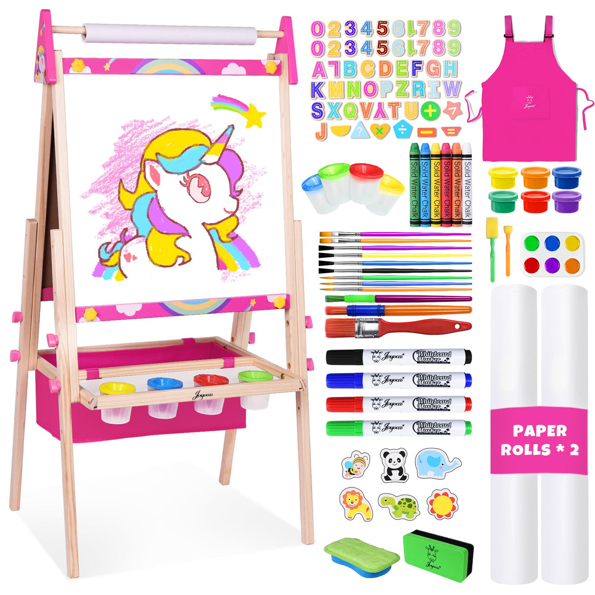 Joyooss art easel with whiteboard and chalkboard for versatile kids' art sessions